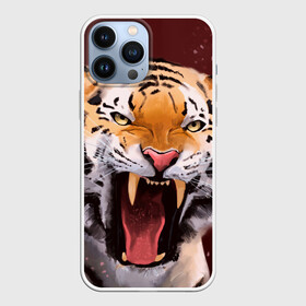 Чехол для iPhone 13 Pro Max с принтом Тигр красавчик сердится в Новосибирске,  |  | Тематика изображения на принте: 2022 | aggressive | angry | fangs | new year | open mouth | predator | tiger | year of the tiger | агрессивный | год тигра | клыки | новый год | открытая пасть | сердитый | тигр | хищник
