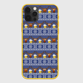 Чехол для iPhone 12 Pro с принтом Олени отдыхают в Новосибирске, силикон | область печати: задняя сторона чехла, без боковых панелей | Тематика изображения на принте: вязанный | новогодний | олень | паттерн | рождественский | с оленями | свитер | узор