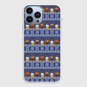 Чехол для iPhone 13 Pro Max с принтом Олени отдыхают в Новосибирске,  |  | Тематика изображения на принте: вязанный | новогодний | олень | паттерн | рождественский | с оленями | свитер | узор