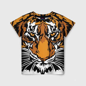 Детская футболка 3D с принтом Взгляд хозяина джунглей в Новосибирске, 100% гипоаллергенный полиэфир | прямой крой, круглый вырез горловины, длина до линии бедер, чуть спущенное плечо, ткань немного тянется | 2022 | african | direct look | master of the jungle | muzzle | new year | predator | tiger | year of the tiger | африканский | год тигра | новый год | прямой взгляд | тигр | хищник | хозяин джунглей