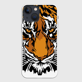 Чехол для iPhone 13 mini с принтом Взгляд хозяина джунглей в Новосибирске,  |  | Тематика изображения на принте: 2022 | african | direct look | master of the jungle | muzzle | new year | predator | tiger | year of the tiger | африканский | год тигра | новый год | прямой взгляд | тигр | хищник | хозяин джунглей