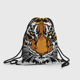 Рюкзак-мешок 3D с принтом Взгляд хозяина джунглей в Новосибирске, 100% полиэстер | плотность ткани — 200 г/м2, размер — 35 х 45 см; лямки — толстые шнурки, застежка на шнуровке, без карманов и подкладки | 2022 | african | direct look | master of the jungle | muzzle | new year | predator | tiger | year of the tiger | африканский | год тигра | новый год | прямой взгляд | тигр | хищник | хозяин джунглей