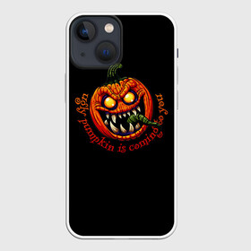 Чехол для iPhone 13 mini с принтом Уродливая тыква идет к тебе. в Новосибирске,  |  | halloween | monster | pumpkin | тыква | хеллоуин