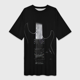 Платье-футболка 3D с принтом ЧЕРНАЯ ЭЛЕКТРОГИТАРА в Новосибирске,  |  | black | dark | guitar | music | rock | гибсон | гитара | гриф | лады | музыка | рок | струны | черный | электрогитара