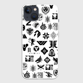 Чехол для iPhone 13 с принтом DESTINY 2 LOGO PATTERN   ДЕСТИНИ в Новосибирске,  |  | bungie | cayde 6 | cyd6 | destiny | destiny 2 | forsaken | gambit | hunter | titan | warlock | банги | варлок | габмит | дестини | дестини 2 | зур | кейд | кейд 6 | отвергнутые | охотник | титан | туз