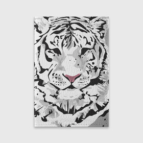 Обложка для паспорта матовая кожа с принтом Белый снежный тигр в Новосибирске, натуральная матовая кожа | размер 19,3 х 13,7 см; прозрачные пластиковые крепления | 2022 | art | beast | new year | predator | splashes and drops | white tiger | year of the tiger | белый тигр | брызги и капли | год тигра | зверь | искусство | новый год | хищник