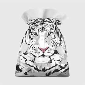 Подарочный 3D мешок с принтом Белый снежный тигр в Новосибирске, 100% полиэстер | Размер: 29*39 см | Тематика изображения на принте: 2022 | art | beast | new year | predator | splashes and drops | white tiger | year of the tiger | белый тигр | брызги и капли | год тигра | зверь | искусство | новый год | хищник
