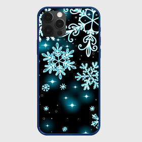 Чехол для iPhone 12 Pro Max с принтом Космические снежинки в Новосибирске, Силикон |  | christmas | happy new year | merry christmas | neon | new year | snow | snowflakes | winter | декабрь | звезды | зима | зимний орнамент | зимний узор | зимняя ночь | неоновый | новогодний принт | новогодняя ночь | новый год | ночь | подарок