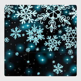 Магнитный плакат 3Х3 с принтом Космические снежинки в Новосибирске, Полимерный материал с магнитным слоем | 9 деталей размером 9*9 см | christmas | happy new year | merry christmas | neon | new year | snow | snowflakes | winter | декабрь | звезды | зима | зимний орнамент | зимний узор | зимняя ночь | неоновый | новогодний принт | новогодняя ночь | новый год | ночь | подарок