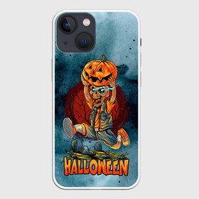 Чехол для iPhone 13 mini с принтом Ночной спринт в Новосибирске,  |  | halloween | арт | графика | мистика | праздник | скелет | тыква | ужасы | хэллоуин | череп