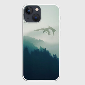 Чехол для iPhone 13 mini с принтом ДРАКОНЫ НАД ЛЕСОМ   DRAGON в Новосибирске,  |  | dovahkiin | dragon | dragonborn | forest | fus ro dah | skyrim | tes | the elder scrolls skyrim | докавин | драгонборн | драконы | лес | природа | скайрим