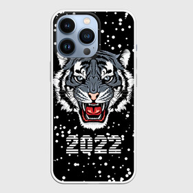 Чехол для iPhone 13 Pro с принтом Черный водяной тигр 2022 в Новосибирске,  |  | 2022 | beast | black water tiger | fangs | merry christmas | new year | predator | snow | stern grin | winter | year of the tiger | год тигра | зверь | зима | клыки | новый год | снег | суровый оскал | хищник | черный водяной тигр