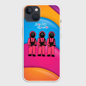 Чехол для iPhone 13 с принтом Игра в кальмара   красочный фон в Новосибирске,  |  | among us | squid game | выживание | игра в кальмара | кальмар | корейский | корея | хван чжун хо | чо сан