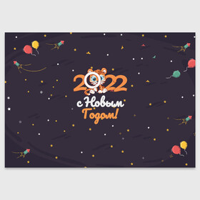 Поздравительная открытка с принтом с Новым Годом 2022 в Новосибирске, 100% бумага | плотность бумаги 280 г/м2, матовая, на обратной стороне линовка и место для марки
 | 2022 | год тигра | новый год | новый год 2022 | символ года | тигр | тигренок | тигрица | тигры
