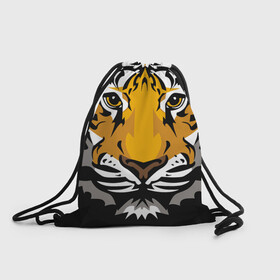 Рюкзак-мешок 3D с принтом Суровый взгляд тигра в Новосибирске, 100% полиэстер | плотность ткани — 200 г/м2, размер — 35 х 45 см; лямки — толстые шнурки, застежка на шнуровке, без карманов и подкладки | 2022 | beast | look | merry christmas | new year | predator | stern | tiger | year of the tiger | взгляд | год тигра | зверь | новый год | суровый | тигр | хищник