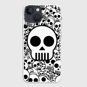 Чехол для iPhone 13 mini с принтом черепа чб в Новосибирске,  |  | 2d | 3d | black | black and white | halloween | white | белый | хэллоуин | хэлуин | чб | череп | черепа | черно белый | черный