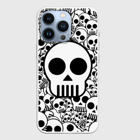 Чехол для iPhone 13 Pro с принтом черепа чб в Новосибирске,  |  | 2d | 3d | black | black and white | halloween | white | белый | хэллоуин | хэлуин | чб | череп | черепа | черно белый | черный