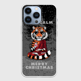 Чехол для iPhone 13 Pro с принтом Keep calm and Merry Christmas в Новосибирске,  |  | 2022 | beast | buddhist | heart | keep calm and merry christmas | meditation | new year | spruce forest | tiger | year of the tiger | буддист | год тигра | ельник | зверь | медитация | новый год | сердце | тигр | черные очки