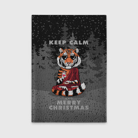 Обложка для автодокументов с принтом Keep calm and Merry Christmas в Новосибирске, натуральная кожа |  размер 19,9*13 см; внутри 4 больших “конверта” для документов и один маленький отдел — туда идеально встанут права | 2022 | beast | buddhist | heart | keep calm and merry christmas | meditation | new year | spruce forest | tiger | year of the tiger | буддист | год тигра | ельник | зверь | медитация | новый год | сердце | тигр | черные очки