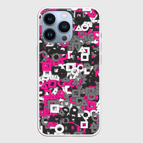 Чехол для iPhone 13 Pro с принтом Squid Game Camo в Новосибирске,  |  | squid game | геометрия | игра в кальмара | кауфляж | милитари | паттерн | розовый | фигуры