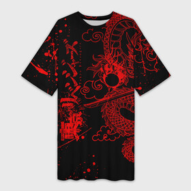 Платье-футболка 3D с принтом ТОКИЙСКИЕ МСТИТЕЛИ КРАСНЫЙ ДРАКОН в Новосибирске,  |  | anime | draken | mikey | tokyorevengers | аниме | дракен | иероглифы | кэн | манга | мандзиро | микки | рюгудзи | сано | символы | токийские мстители