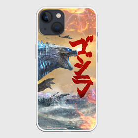Чехол для iPhone 13 с принтом ГОДЗИЛЛА АТАКУЕТ в Новосибирске,  |  | comic con | godzilla | gojira | japan | logo | годзилла | знаки | иероглифы | лого | монстр | фильм | чудовище | япония