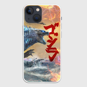 Чехол для iPhone 13 mini с принтом ГОДЗИЛЛА АТАКУЕТ в Новосибирске,  |  | comic con | godzilla | gojira | japan | logo | годзилла | знаки | иероглифы | лого | монстр | фильм | чудовище | япония