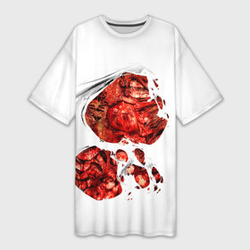 Платье-футболка 3D с принтом Рана на груди в Новосибирске,  |  | halloween | кишки | кровь | препарирование | рана | хеллоуин | хелоуин | хэллоуин | хэлоуин