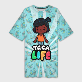 Платье-футболка 3D с принтом Toca Life World в Новосибирске,  |  | game | toca life world | toga life | жизнь тоги | игра | тока | тока жизнь