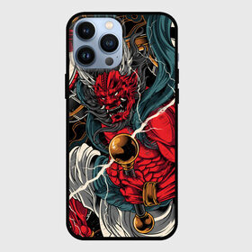 Чехол для iPhone 13 Pro Max с принтом БОГ ГРОМА РАЙДЗИН в Новосибирске,  |  | demon | evil | god | japan | raijin | red | samurai | бог | буддизм | восток | гроза | гром | демон | дьявол | зло | красный | молния | райдзин | самурай | япония