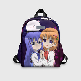 Детский рюкзак 3D с принтом Gochuumon wa Usagi Desu ka | Cocoa, Chino  Tippi в Новосибирске, 100% полиэстер | лямки с регулируемой длиной, сверху петелька, чтобы рюкзак можно было повесить на вешалку. Основное отделение закрывается на молнию, как и внешний карман. Внутри дополнительный карман. По бокам два дополнительных кармашка | Тематика изображения на принте: anime | chino kafuu | gochuumon wa usagi desu ka | hot cocoa | аниме | заказывали кролика | кокоа хото | чино кафу