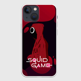 Чехол для iPhone 13 mini с принтом Игра в кальмара Red   Black в Новосибирске,  |  | among us | squid game | выживание | игра в кальмара | кальмар | корейский | корея | хван чжун хо | чо сан