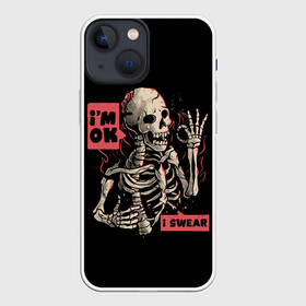 Чехол для iPhone 13 mini с принтом Я В Порядке | Im Ok в Новосибирске,  |  | dead | death | halloween | horrors | im | monster | moon | night | ok | okay | pumpkin | scare | skeleton | skull | stars | в | живое | звезды | луна | мертвый | монстр | ночь | порядке | скелет | тыква | ужастики | ужасы | хэллоуи