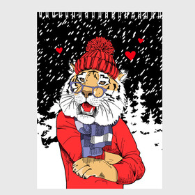 Скетчбук с принтом Тигр в красном в Новосибирске, 100% бумага
 | 48 листов, плотность листов — 100 г/м2, плотность картонной обложки — 250 г/м2. Листы скреплены сверху удобной пружинной спиралью | Тематика изображения на принте: 2022 | fir forest | happy new year | hearts | merry christmas | red hat | santa claus | scarf | snow | tiger | year of the tiger | год тигра | еловый лес | красная шапка | новый год | очки | рождество | санта клаус | сердца | снег | тигр | шарф