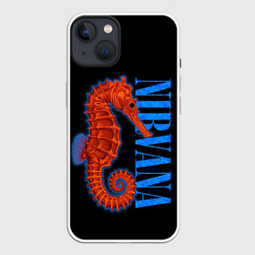 Чехол для iPhone 13 с принтом NIRVANA SEAHORSE в Новосибирске,  |  | cobain | grunge | hardcore | horse | kurt | metal | music | nirvana | punk | retro | rock | sea | гранж | кобэйн | конек | курт | морской | музыка | нирвана | панк | рок