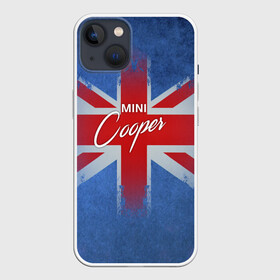 Чехол для iPhone 13 с принтом Mini cooper Великобритания в Новосибирске,  |  | Тематика изображения на принте: авто | великобритания | лого | мини | флаг