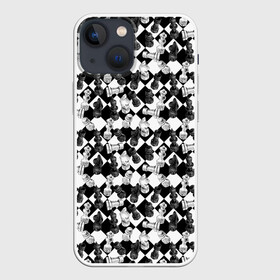 Чехол для iPhone 13 mini с принтом Шахматы на шахматной доске в Новосибирске,  |  | chess | анатолий карпов | бобби фишер | владимир крамник | гари каспаров | игра | король | ладья | магнус карлсен | математика | михаил ботвинник | пешка | ферзь | хосерауль капабланка | чёрнобелые