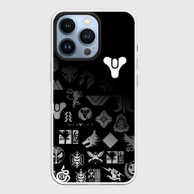 Чехол для iPhone 13 Pro с принтом DESTINY LOGOBOMBING в Новосибирске,  |  | bungie | cayde 6 | cyd6 | destiny | destiny 2 | forsaken | gambit | hunter | titan | warlock | банги | варлок | габмит | дестини | дестини 2 | зур | кейд | кейд 6 | отвергнутые | охотник | титан | туз