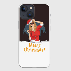 Чехол для iPhone 13 mini с принтом Снегурка (Merry Christmas) в Новосибирске,  |  | Тематика изображения на принте: christmas | merry christmas | santa claus | дед мороз | ёлка | зима | мороз | новый год | подарок | праздник | рождество | с новым годом | санта клаус | снегурочка | снежинки