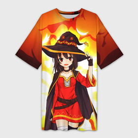 Платье-футболка 3D с принтом Mеgumin в Новосибирске,  |  | anime | konosuba | manga | megumin | witch | аниме | ведьма | ведьмы | взрыв | манга | мегумин | прекрасный мир | юн юн | юнюн