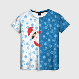 Женская футболка 3D с принтом С Новым Годом (дед мороз) в Новосибирске, 100% полиэфир ( синтетическое хлопкоподобное полотно) | прямой крой, круглый вырез горловины, длина до линии бедер | christmas | merry christmas | santa claus | дед мороз | ёлка | зима | мороз | новый год | подарок | праздник | рождество | с новым годом | санта клаус | снегурочка | снежинки