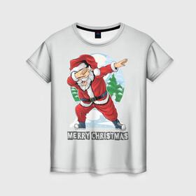 Женская футболка 3D с принтом Mary Christmas (Dab) в Новосибирске, 100% полиэфир ( синтетическое хлопкоподобное полотно) | прямой крой, круглый вырез горловины, длина до линии бедер | christmas | merry christmas | santa claus | дед мороз | ёлка | зима | мороз | новый год | подарок | праздник | рождество | с новым годом | санта клаус | снегурочка | снежинки