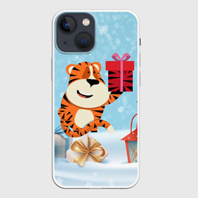 Чехол для iPhone 13 mini с принтом Тигренок с подарком 2022 в Новосибирске,  |  | Тематика изображения на принте: 2022 | год тигра | новый год | новый год 2022 | символ года | тигр | тигренок | тигрица | тигры