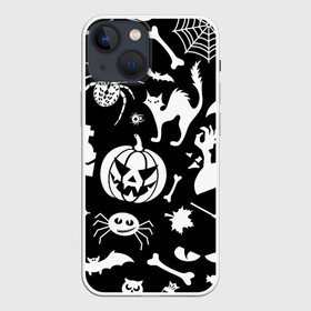 Чехол для iPhone 13 mini с принтом Микс в Новосибирске,  |  | halloween | арт | графика | зомби | мистика | праздник | скелет | тыква | ужасы | хэллоуин | череп