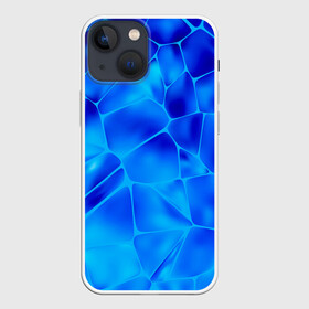 Чехол для iPhone 13 mini с принтом Ice Under Water в Новосибирске,  |  | blue | geometry | gradient | ice | neon | polygon | polygonal | waporwave | water | абстрактный | вода | волны | геометрический узор | геометрия | голубые волны | градиент | зима | зимний узор | лед | ледяная абстракция | ледяной