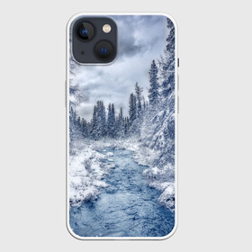 Чехол для iPhone 13 с принтом СНЕЖНЫЙ ПЕЙЗАЖ в Новосибирске,  |  | fores | ice | snow | white | winter | белый | вода | зима | иней | красота | лед | лес | мороз | небо | новый год | пейзаж | природа | река | ручей | снег