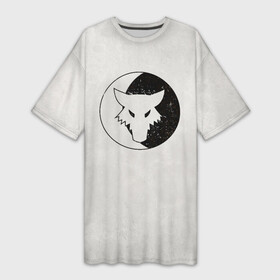 Платье-футболка 3D с принтом Лунные волки ранний лого (цвет легиона) в Новосибирске,  |  | luna wolves | sons of horus | space marine | waha | warhammer | wolf | астартес | вархаммер | ваха | волк | космодесант | лунные волки | сыны хоруса | цвет легиона