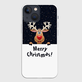 Чехол для iPhone 13 mini с принтом Новогодний Оленёнок Рудольф в Новосибирске,  |  | christmas | merry christmas | santa claus | дед мороз | ёлка | новогодние олени | новый год | оленёнок бэмби | оленёнок рудольф | с новым годом | сантаклаус | свитер с оленями | северный олень | снегурочка | снежинки