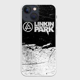 Чехол для iPhone 13 mini с принтом Линкин Парк Лого Рок ЧБ | Linkin Park Rock в Новосибирске,  |  | album | bennington | chester | green | grunge | linkin park | mike | music | rock | shinoda | style | альбом | беннингтон | гитара | гранж | линкин парк | логотип | музыка | надпись | певец | полосы | потертости | рок | честер | шинода