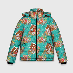Зимняя куртка для мальчиков 3D с принтом Рождественские пряники паттерн в Новосибирске, ткань верха — 100% полиэстер; подклад — 100% полиэстер, утеплитель — 100% полиэстер | длина ниже бедра, удлиненная спинка, воротник стойка и отстегивающийся капюшон. Есть боковые карманы с листочкой на кнопках, утяжки по низу изделия и внутренний карман на молнии. 

Предусмотрены светоотражающий принт на спинке, радужный светоотражающий элемент на пуллере молнии и на резинке для утяжки | 2022 | год тигра | новый год | новый год 2022 | символ года | тигр | тигренок | тигрица | тигры